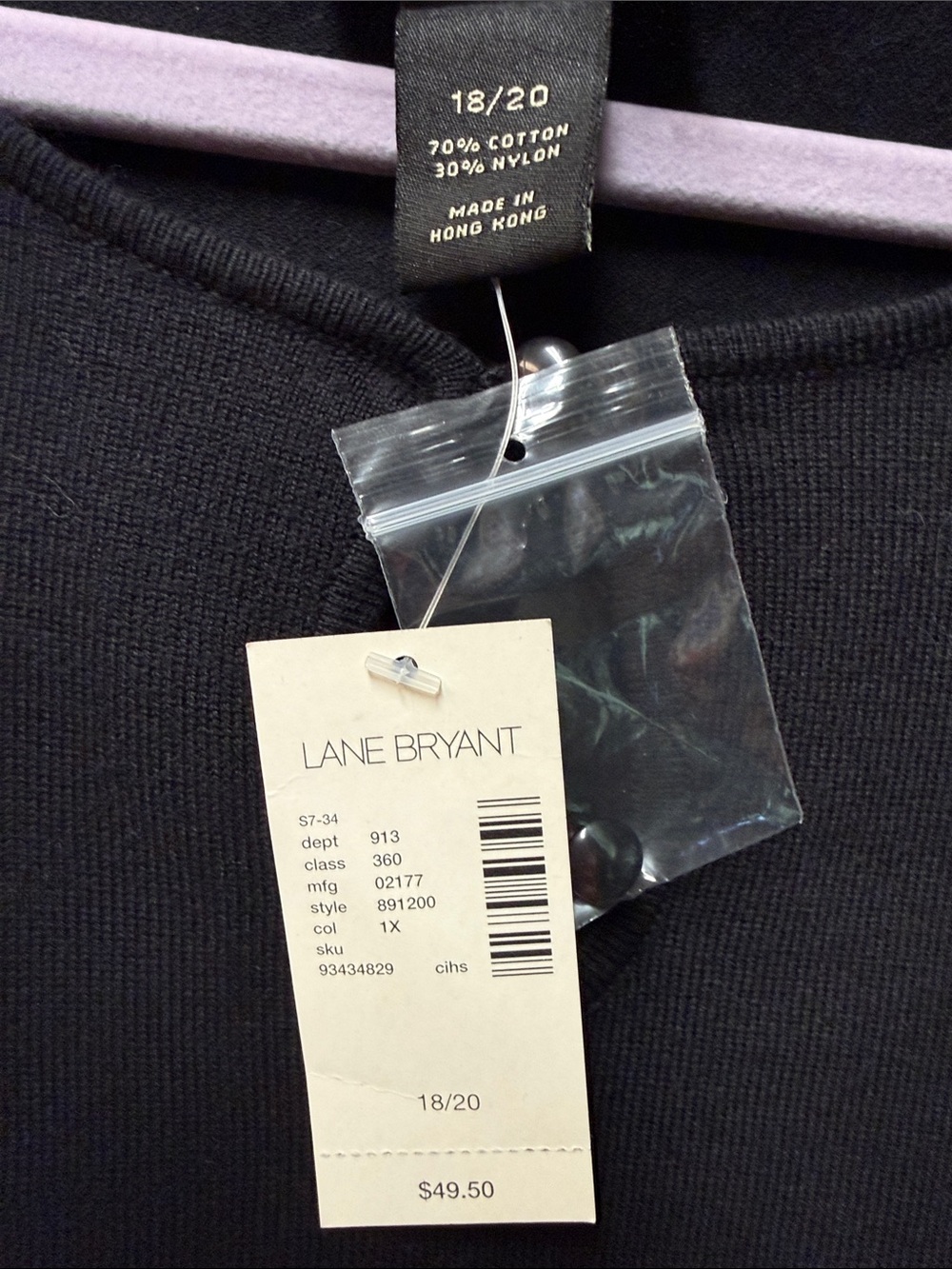 Lane Bryant Black Keyhole 3/4 Sleeve Top - Classic Black - Picture 2 of 4